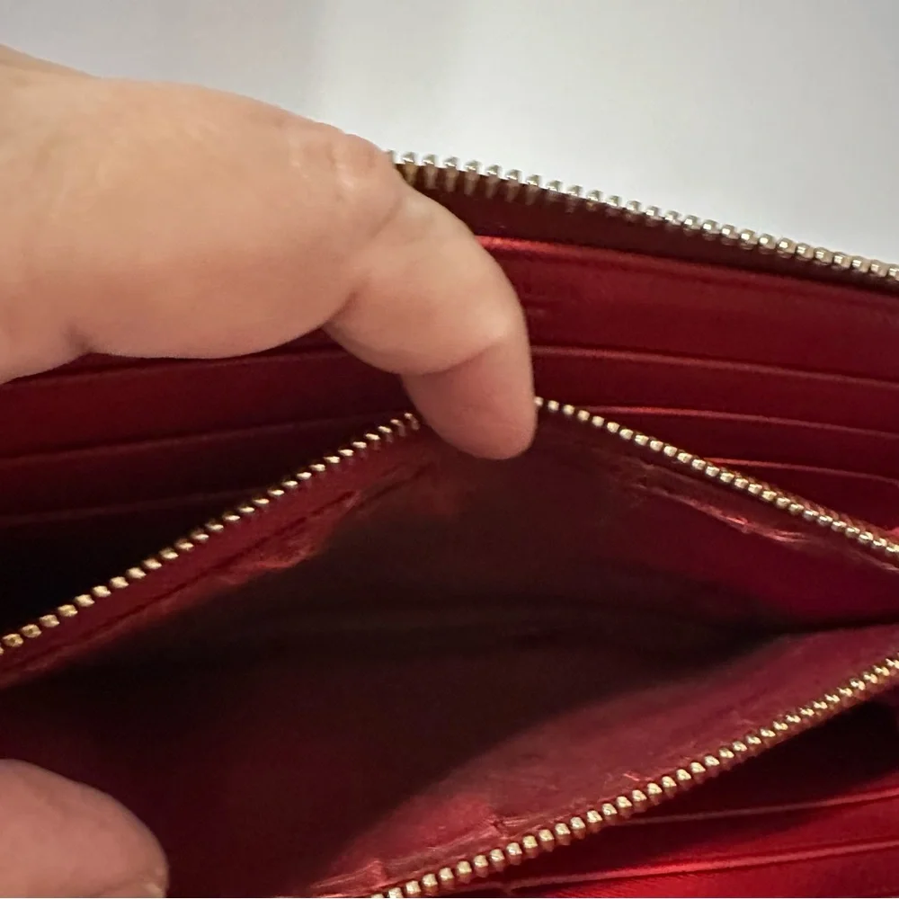 Fair Condition Prada wallet orangey/redish needs some work - Picture 7 of 14